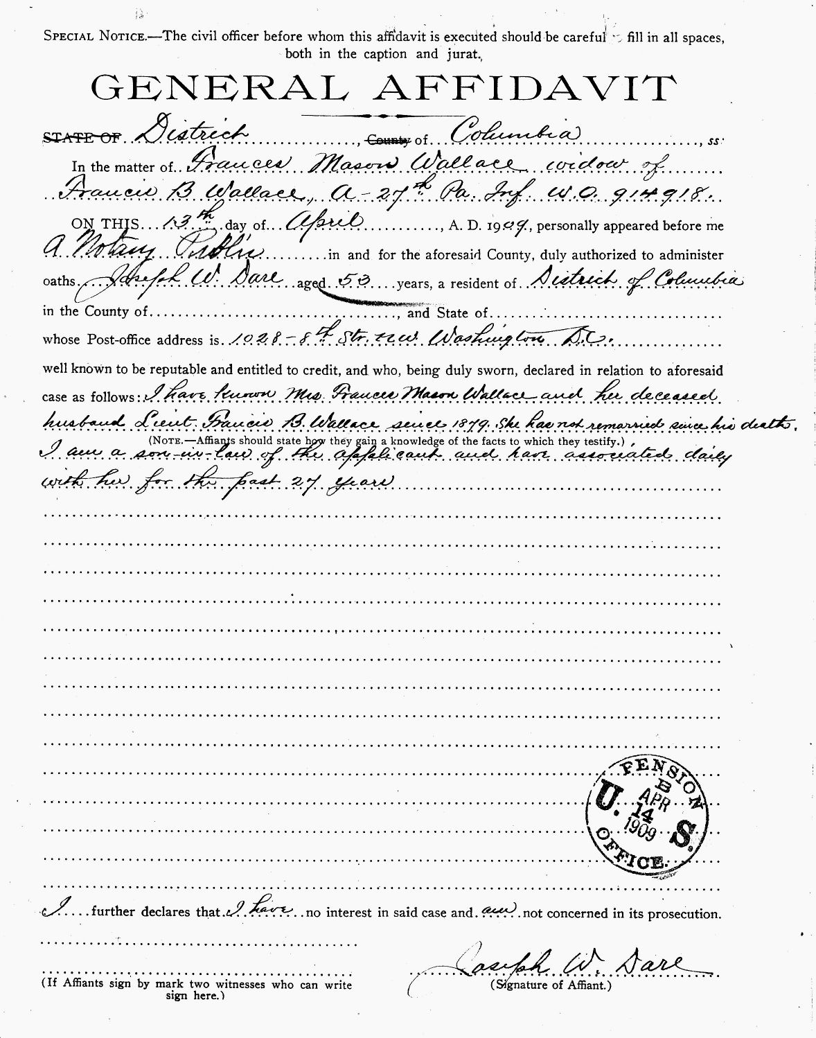 Dare Affidavit