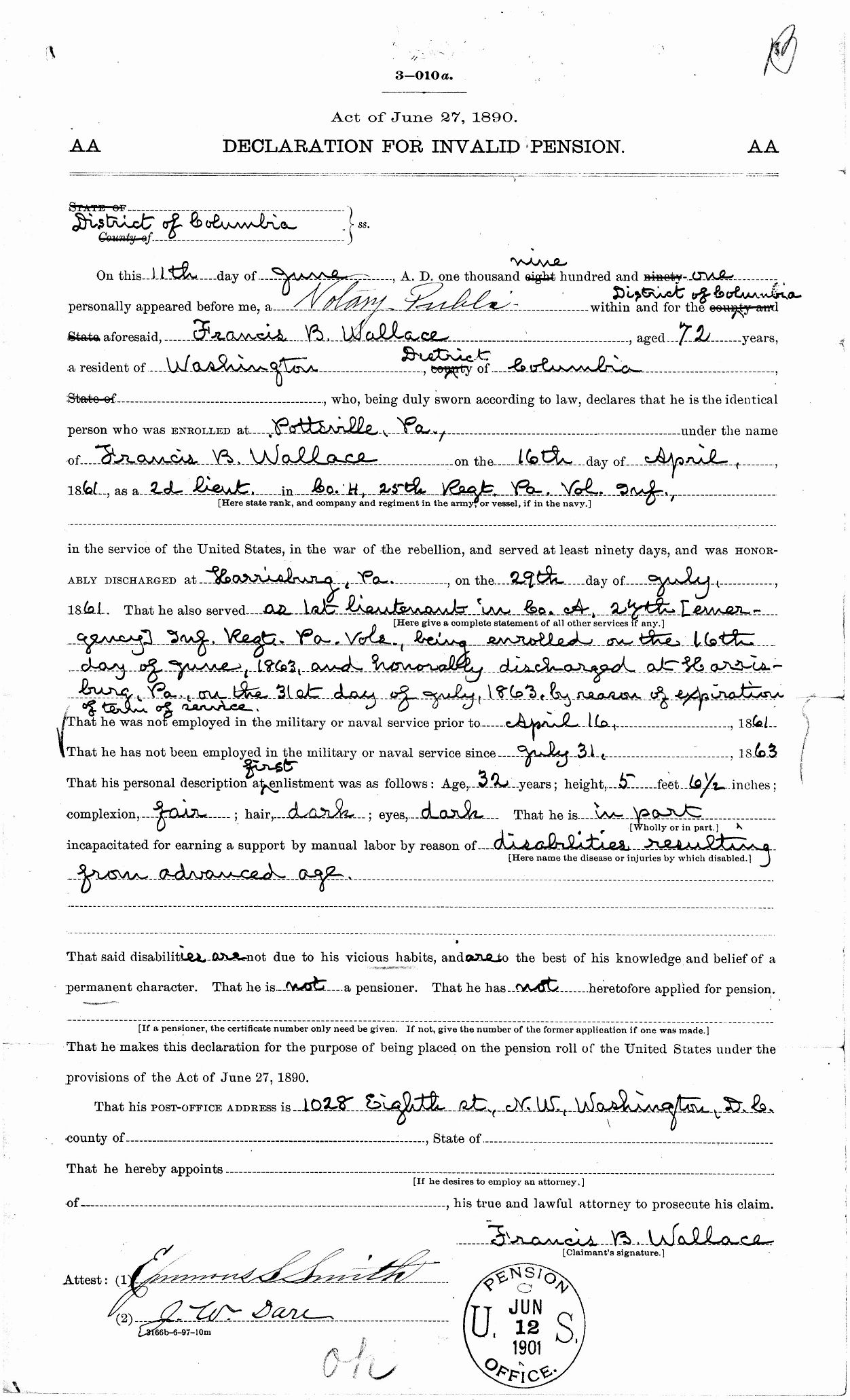 Declaration for Invalid Pension