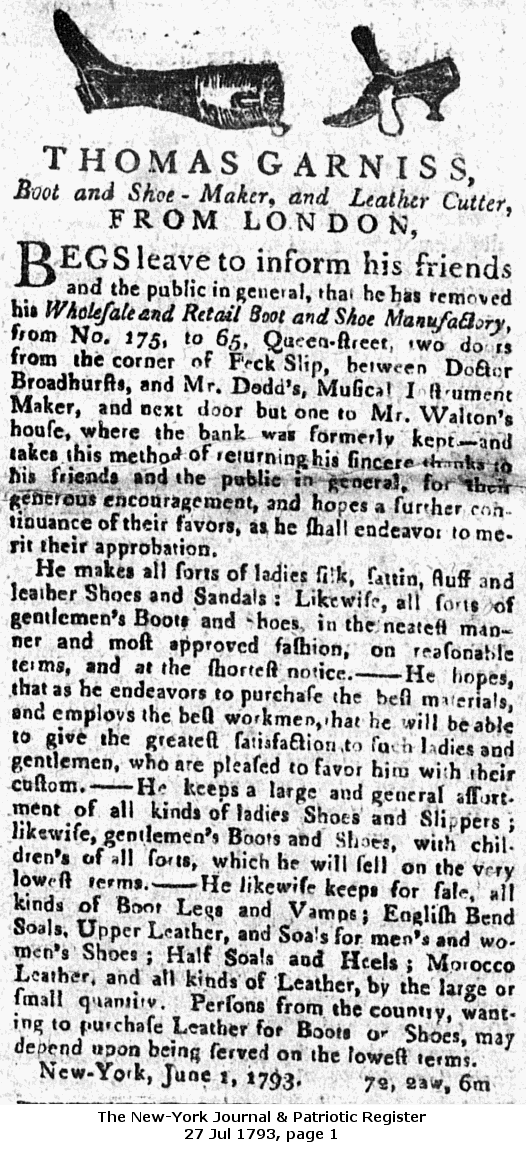 Advertisement 27 Jul 1793